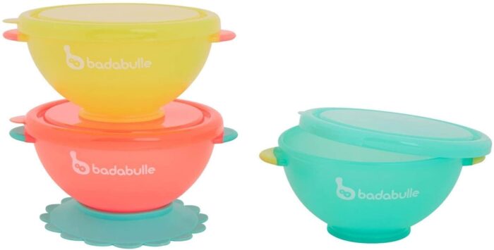 Badabulle - Set 3 boluri colorate pentru mancare